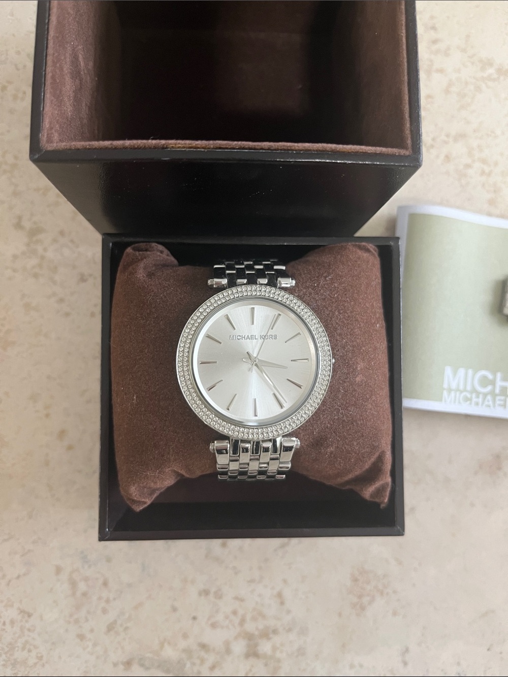 Michael Kors Silver Women’s Crystal Bezel Bracelet Watch